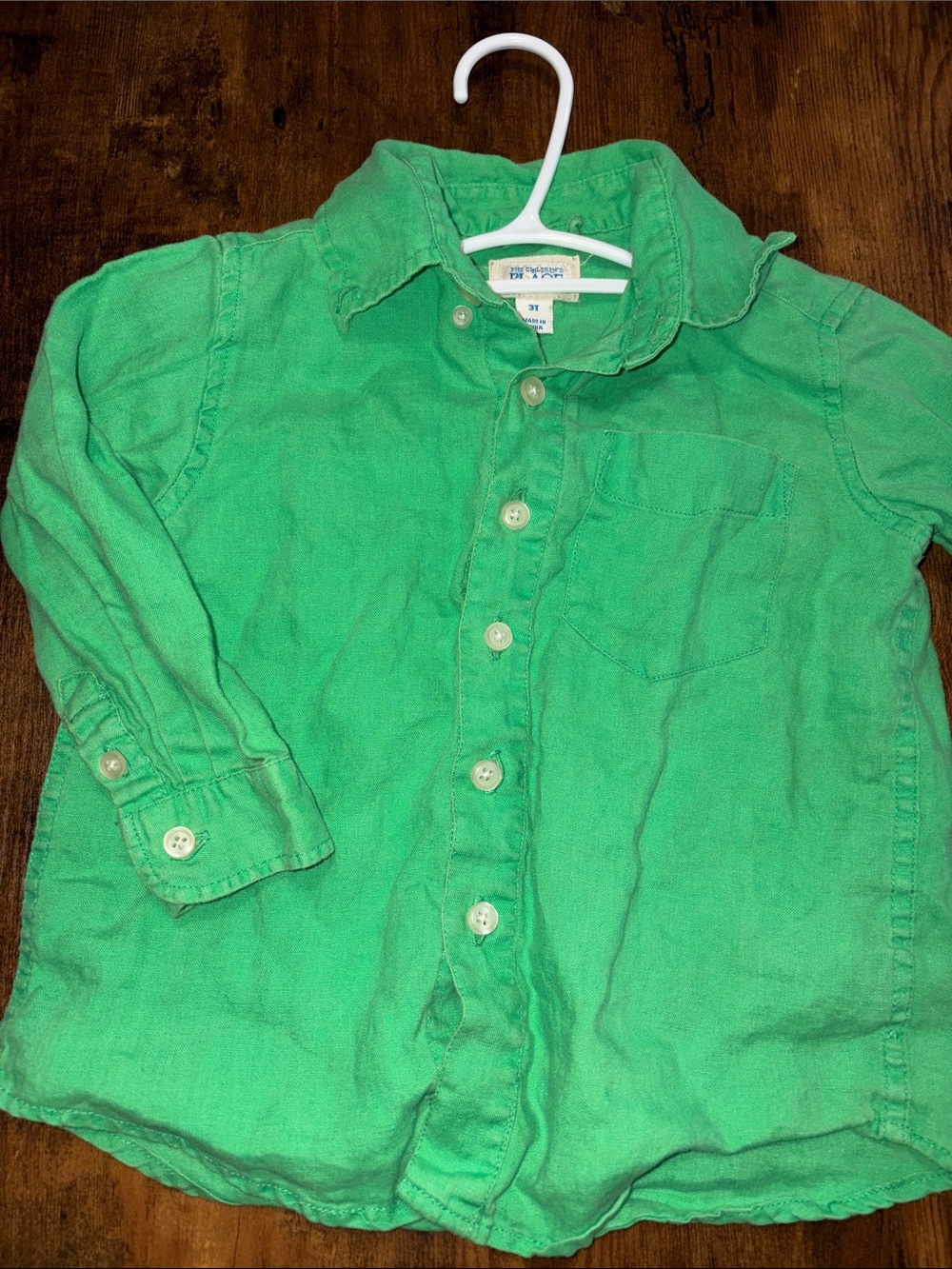 The Children's Place Green Button-Down Kids Shirt